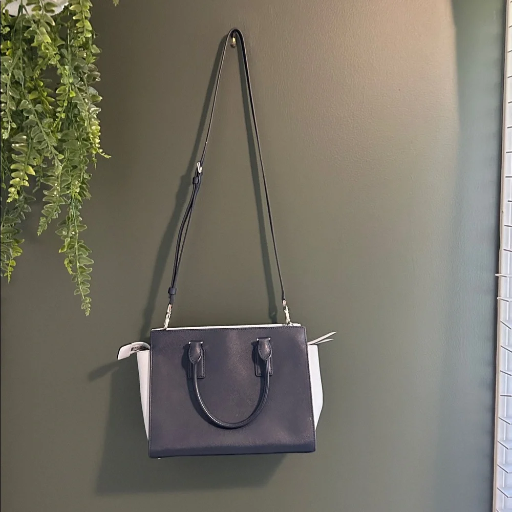 kate spade Black and White Colorblock Leather Shoulder Bag